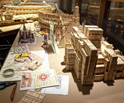 Toothpick artist's worktable Stock Photos