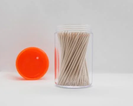 Toothpick container and white background  Stock Photos