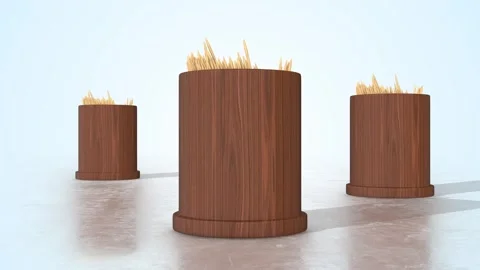 Toothpick Holder on a Light Reflective Floor. Wooden Toothpick Holder 3D. 4K Vidéo 308008756