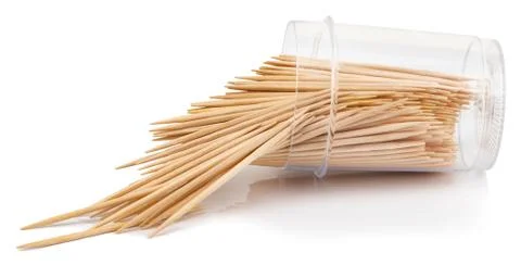 Toothpicks in a box isolated on white background with clipping path Stock Photos