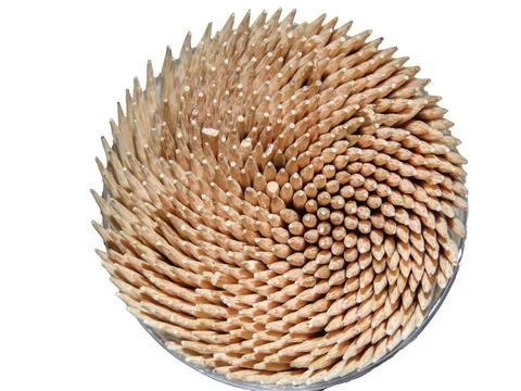 Toothpicks in a box isolated on white background Fotos Stock