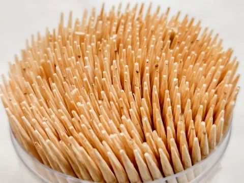 Toothpicks in a box - macro view Stock Photos