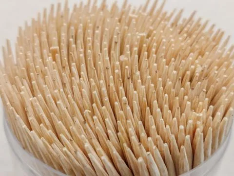Toothpicks in a box - macro view Stock Photos