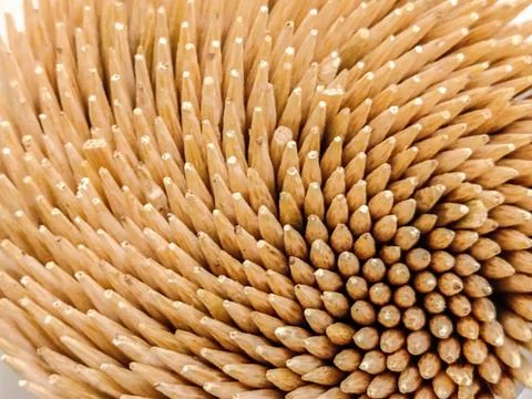 Toothpicks in a box - macro view Stockfoto's