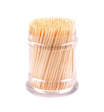 Toothpicks in a box on a white background Stock Photos