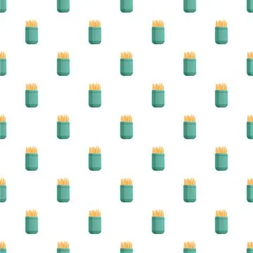Toothpicks filling green container repeating pattern wallpaper Stock Illustration