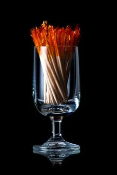 Toothpicks in a glass Stock Photos