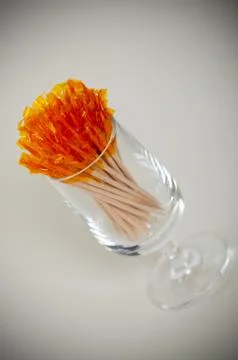 Toothpicks in a glass Stock Photos