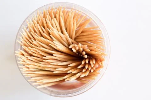 Toothpicks in the package on white background Stock Photos