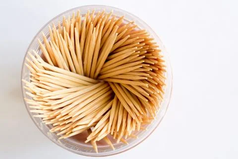 Toothpicks in the package on white background Stock Photos