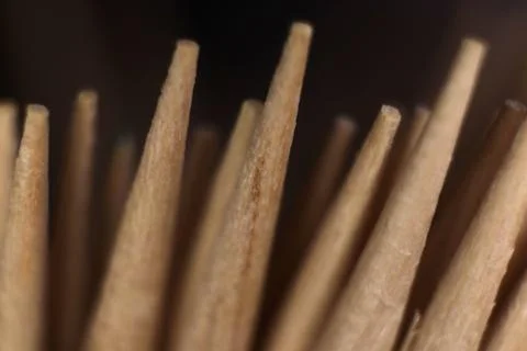 Toothpicks Stack. Macro Closeup. Top view. Stock Photos