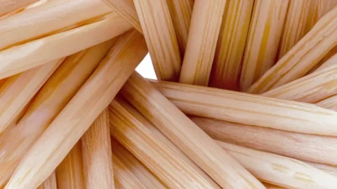 Toothpicks, wooden close-up, rotating, macro, top view. Stock-Footage 166859321