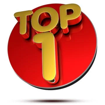 Top 1 3d rendering on white background.(with Clipping Path). Stock Illustration