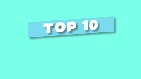 The Top 10 caption pops up on a horizontal die on a blue background. Animate Stock Footage 271203007