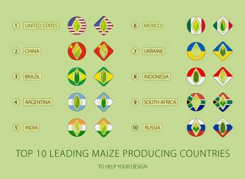 Top 10 corn producing countries. Infographics. Vector illustration. Stock Illustration