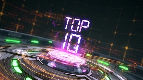 Top 10 Countdown intro, titles, transition, alpha channel background Stock Footage 93094054