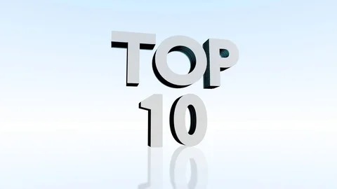 Top 10 countdown with (Top 10) text futuristic clean detailed white/ blue Stock Footage