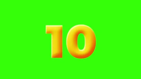 Top 10 Countdown Wobbly Text Animation on Green Background Stock Footage 165073842