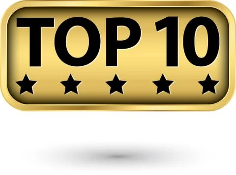 Top 10 golden label, vector illustration Stock Illustration