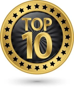 Top 10 golden label, vector illustration Stock Illustration