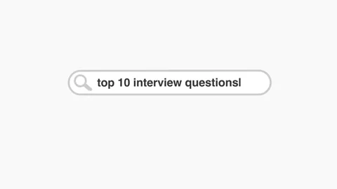 Top 10 interview questions typing on internet web digital page search bar Stock Footage 271705914
