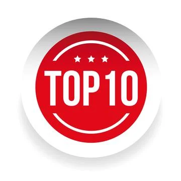 Top 10 label red vector Stock Illustration
