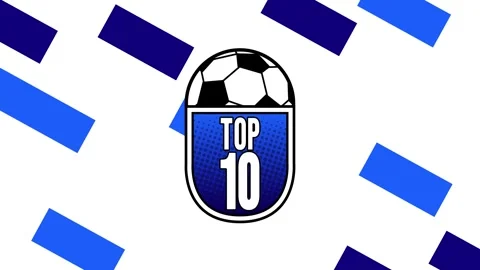 Top 10 soccer countdown template. Displayed numbers from ten to number one. 스톡 동영상 302845357