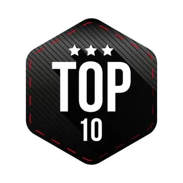 Top 10 -  Ten vector hexagon patch Stock Illustration