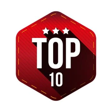 Top 10 -  Ten vector hexagon patch Stock Illustration