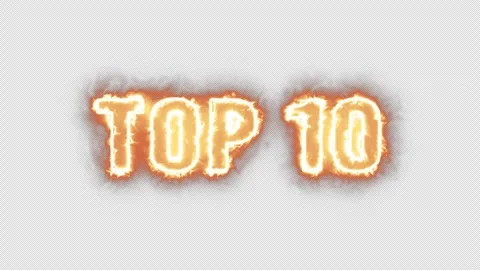 TOP 10 text Animation, Transparent Background, review, rating, animation, Fire Stock Footage 296566371