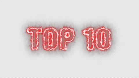 TOP 10 text Animation, Transparent Background, review, rating, animation, Red Stock Footage 296566885