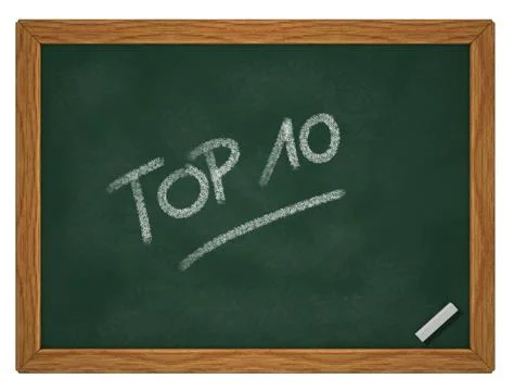 Top 10 - text on chalkboard - 3d illustration Illustrazione stock