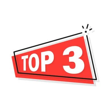 Top 3. Red button. Flat vector illustration on white background. Иллюстрация