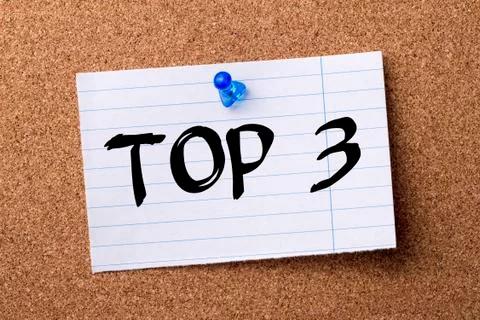 TOP 3 - teared note paper  pinned on bulletin board Photos