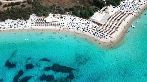 Top 4k drone view on Luxury beach with perfectly clear water on the island  Stock Footage 249176975