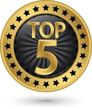 Top 5 golden label, vector illustration Illustrazione stock