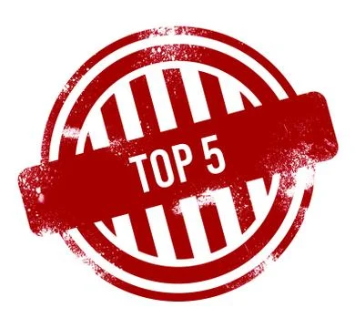 Top 5 - red grunge button, stamp Stock Illustration