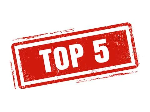 Top 5 red stamp style Illustrazione stock