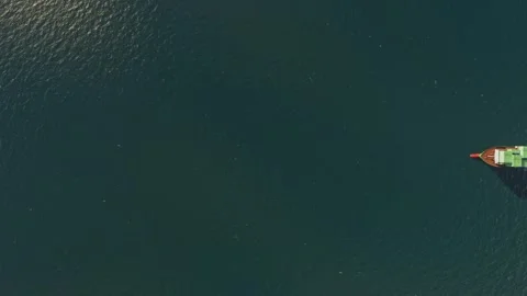 Top aerial drone view of a cargo container ship in Changi Bay. Singapore Stock-Footage 276893095