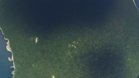 Top aerial drone view with clouds of North Sentinel Island. India Stock Footage 270151027