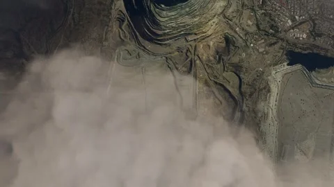 Top aerial drone view of Copper Mine in Mexican Town, Arizona. United States Stock Footage 285131182