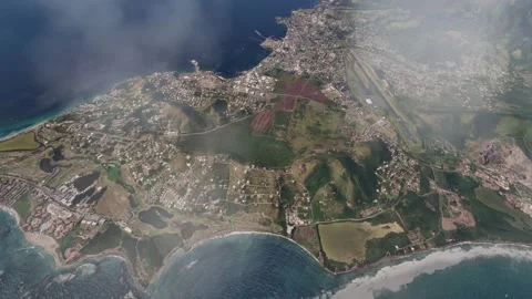 Top aerial drone view of Half Moon Bay in the Caribbean. Saint Kitts and Nevis Vídeo Stock 270272539