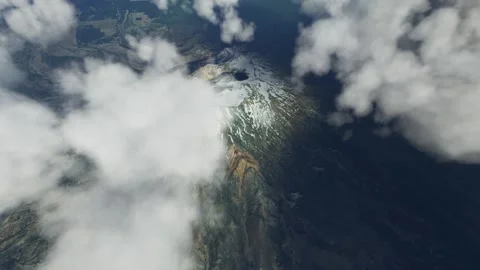 Top aerial drone view of Mount Ruapehu on the North Island in New Zealand Stock Footage 250442778