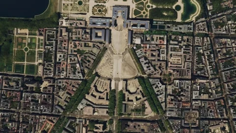 Top aerial drone view of the Versailles Palace in the city of Paris. France Stock Footage 268419475