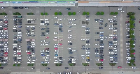 Top Aerial fast motion overhead shot on a huge parking lot Stock Footage 109298616