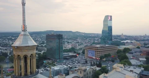 Top Aerial gothic, medieval style architecture and the city landscape Stock Footage 109299992