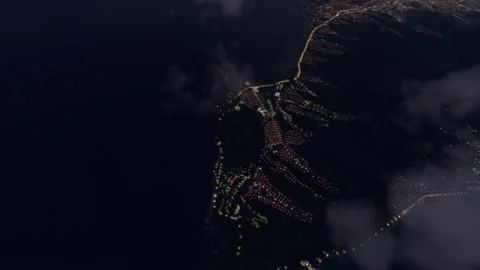 Top aerial nighttime drone view in Honolulu - Hawaii. United States Video stock 270158828