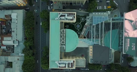 Top Aerial overhead fast flight motion view and city landscape on evening Stock Footage 109299824