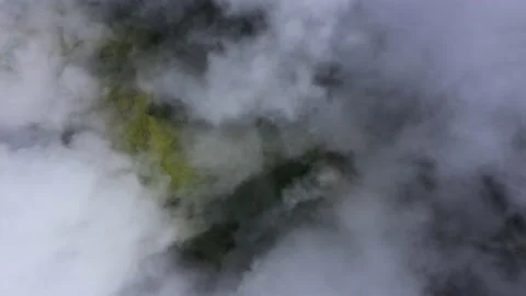 Top aerial shot clouds over mount pelee Martinique volcanic area geological Stock Footage 142299482