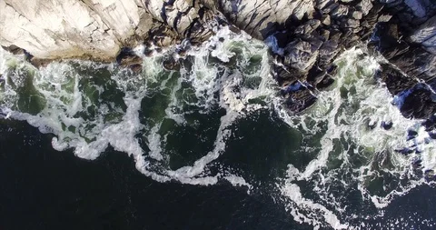 Top aerial slow motion view of foamy sea... | Stock Video | Pond5